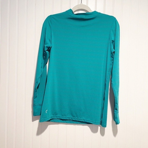Zyia Teal Chill Perforated Long Sleeve Top Size Small - Picture 5 of 6